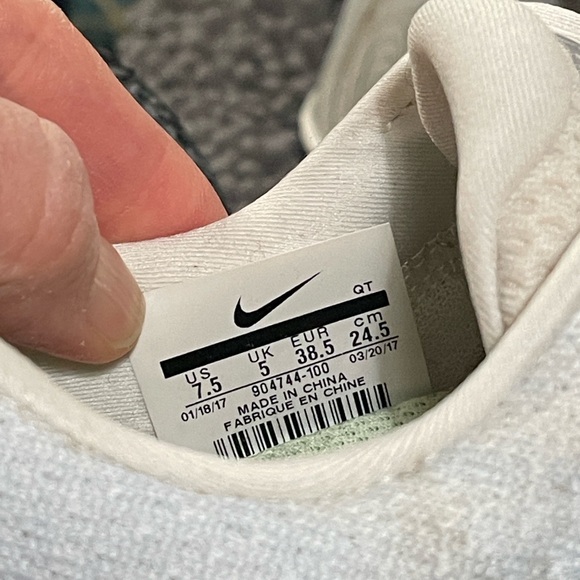 Nike Women's White/Lt Blue Rose Gold Swoop Sneakers - Picture 4 of 6